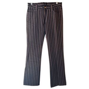 Vintage Anna Sui Original Sample Pants Brown Black Striped Velvet Corduroy Y2K M